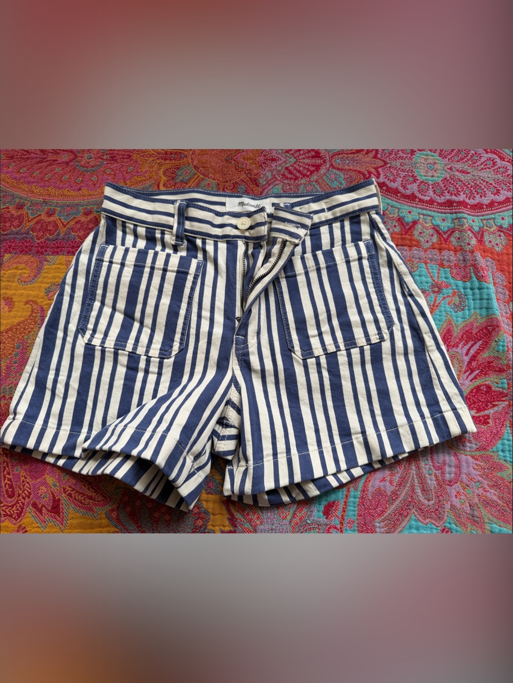 Madewell Emmy Short Blue and White Striped Women's Shorts